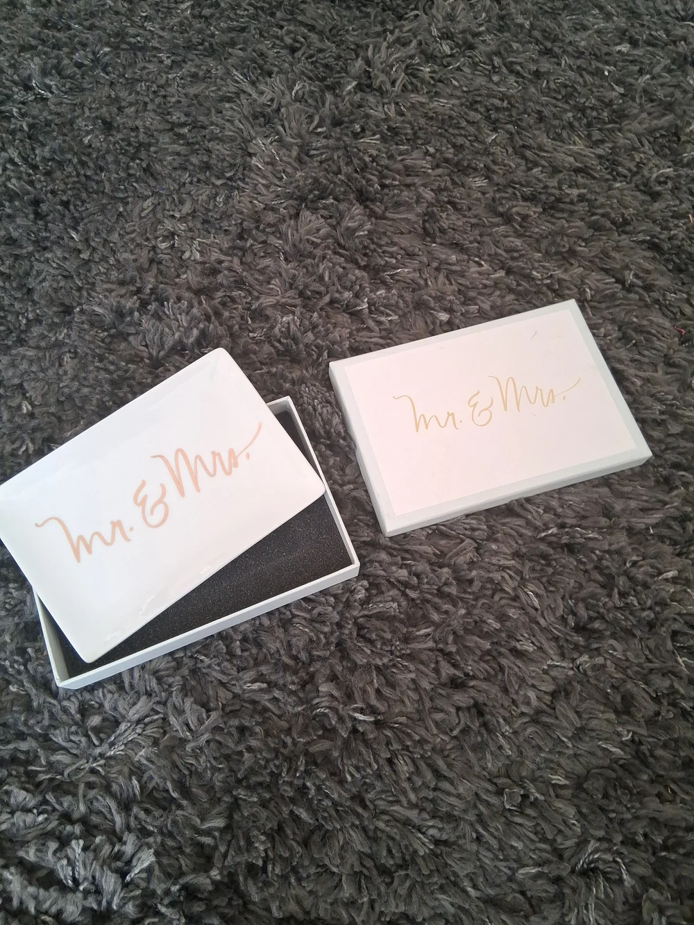 Fringe Studio White Ceramic Trinket Dish with Gold Script